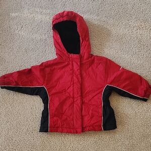Nautica Red and Black Puffer Jacket with Quilted Texture